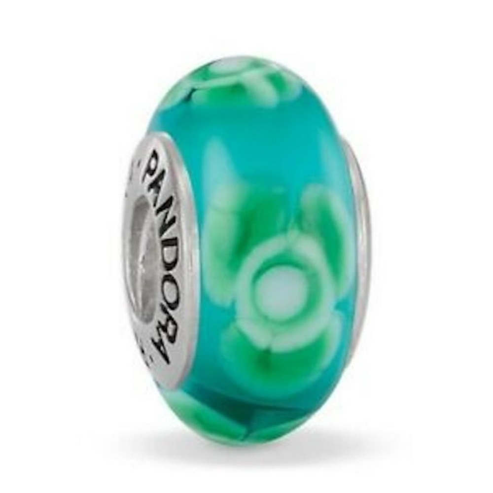 Authentic Pandora Flowers For Your Teal Murano Glass Bead Charm - 790649 🌸